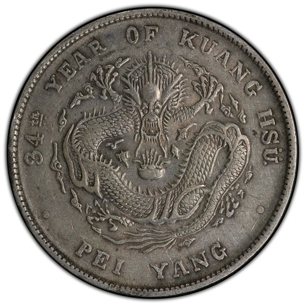 CHIHLI: AR dollar, Peiyang, Tientsin, year 34 (1908), PCGS EF40