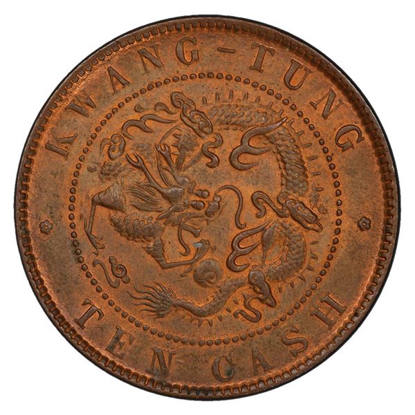 KWANGTUNG: AE 10 cash, ND (1900-06), PCGS MS63 BN