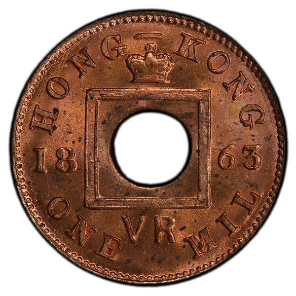 HONG KONG: AE mil, 1863, PCGS MS66 RD