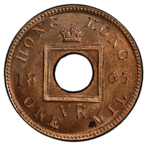 HONG KONG: AE mil, 1865, PCGS MS65 RD