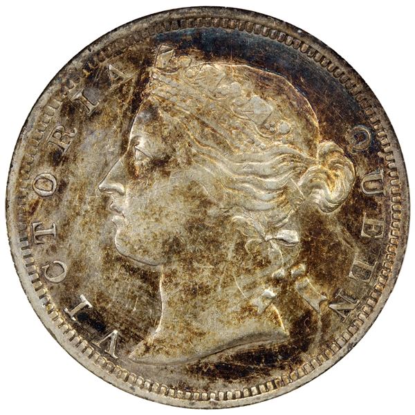 HONG KONG: AR 20 cents, 1867, ANACS  AU50