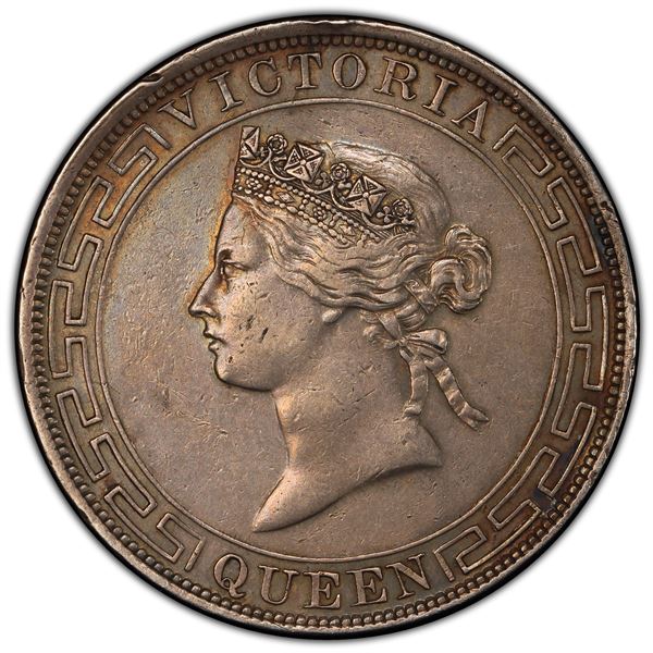 HONG KONG: AR dollar, 1866, PCGS EF45