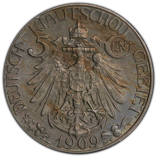 KIAUCHAU: Wilhelm II, 1898-1914, 5 cents, 1909, PCGS MS62