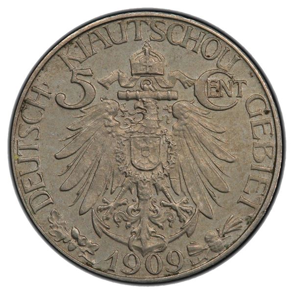KIAUCHAU: Wilhelm II, 1898-1914, 5 cents, 1909, PCGS AU58
