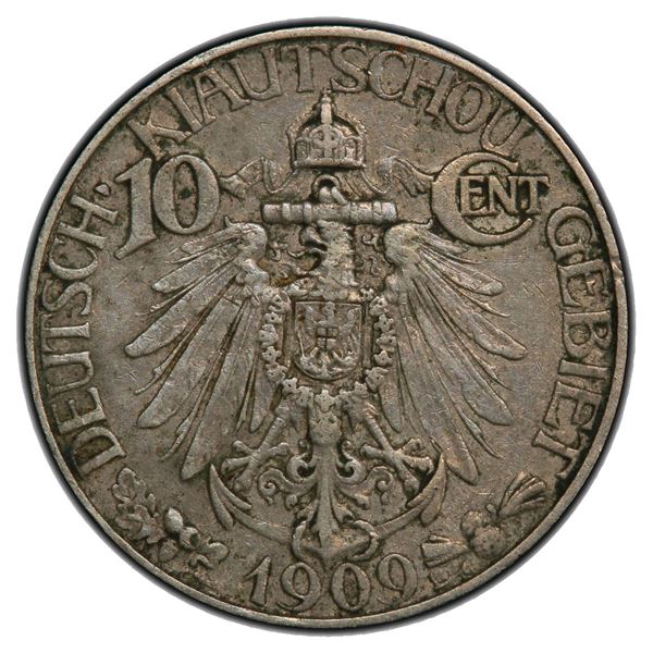 KIAUCHAU: Wilhelm II, 1898-1914, 10 cents, 1909, PCGS AU50