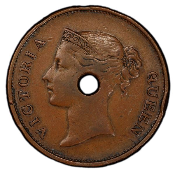 ANDAMAN ISLANDS: Penal Colony, AE rupee token, 1861, PCGS EF45