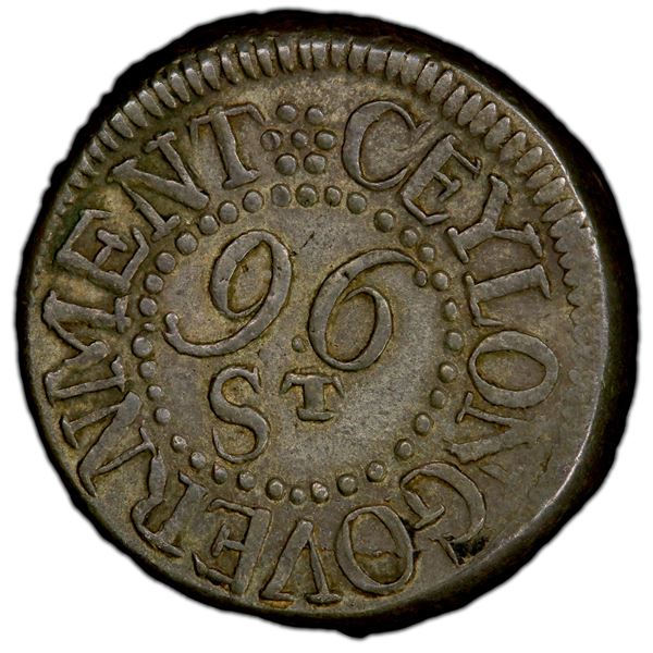CEYLON: George III, AR 96 stivers, 1809, PCGS AU53