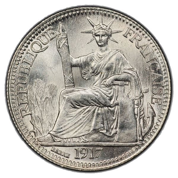FRENCH INDOCHINA: AR 10 centimes, 1917-A, PCGS MS64