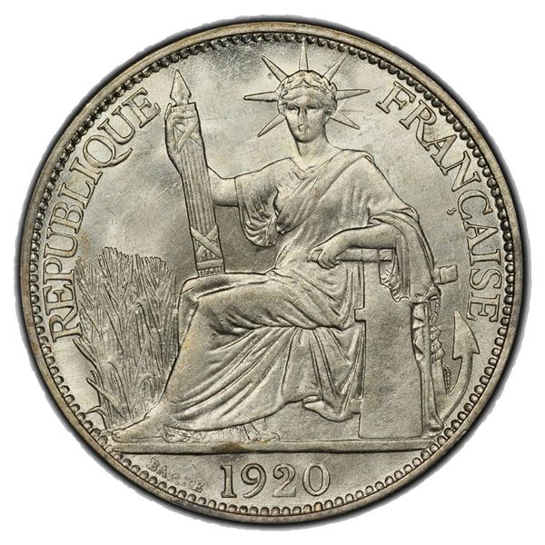 FRENCH INDOCHINA: AR 20 centimes, 1920-A, PCGS MS64
