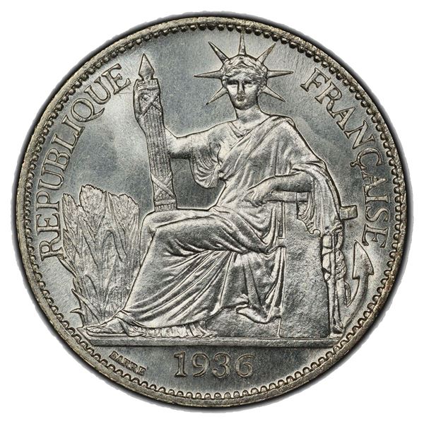 FRENCH INDOCHINA: AR 50 centimes, 1936, PCGS MS66