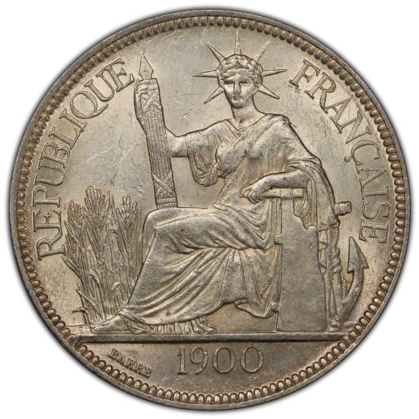 FRENCH INDOCHINA: AR piastre, 1900, PCGS MS63