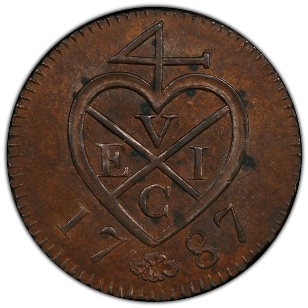 SUMATRA: AE 2 keping, 1787/AH1204, PCGS MS62 BN