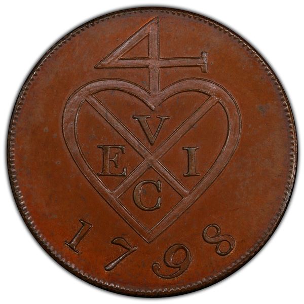 SUMATRA: AE 3 keping, 1787/AH1202, PCGS Proof 64 BN