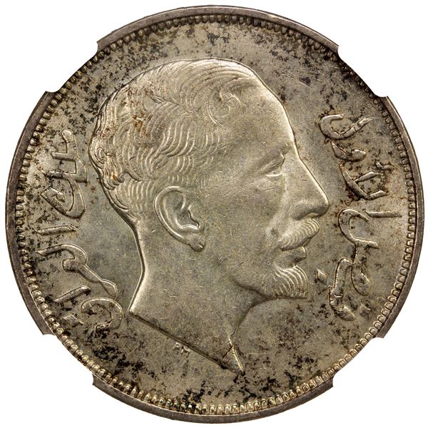 IRAQ: Faisal I, 1921-1933, AR riyal, 1932/AH1350, NGC MS63