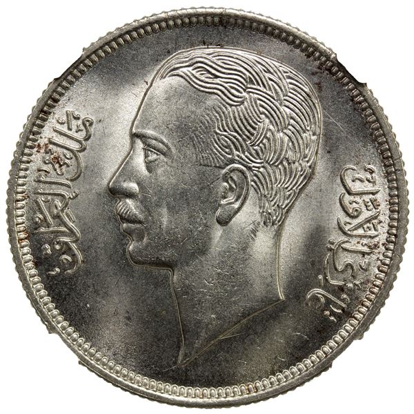 IRAQ: Ghazi I, 1933-1939, AR 50 fils, 1938/AH1357, NGC MS63