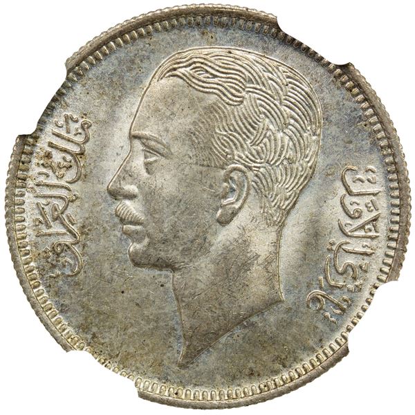 IRAQ: Ghazi I, 1933-1939, AR 20 fils, 1938/AH1357, NGC MS65
