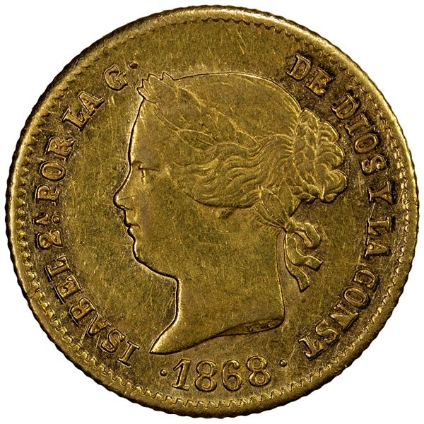 PHILIPPINES: Isabel II, 1833-1868, AV 2 pesos, 1868, EF