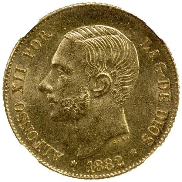 PHILIPPINES: Alfonso XII, 1874-1885, AV 4 pesos, 1882, NGC MS63
