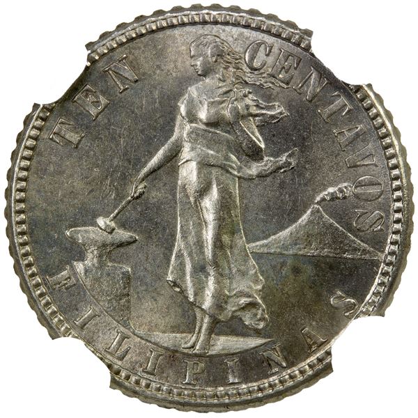 PHILIPPINES: U.S. Territory, AR 10 centavos, 1909-S, NGC MS64
