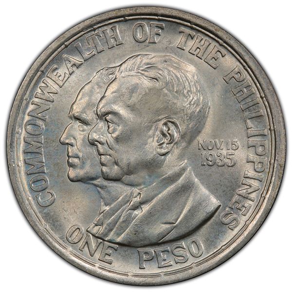 PHILIPPINES: Commonwealth, AR peso, 1936-M, PCGS MS65