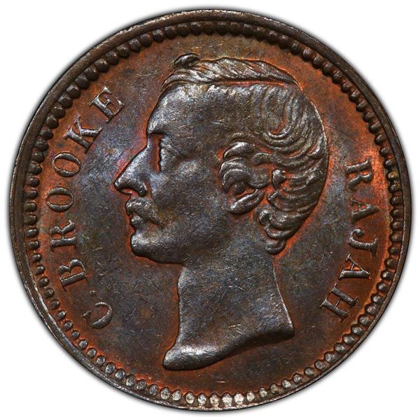 SARAWAK: AE ¼ cent, 1896-H, PCGS MS64 BN