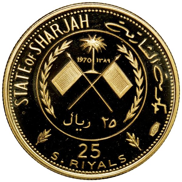 SHARJAH: AV 25 riyals, 1970/AH1389, Proof