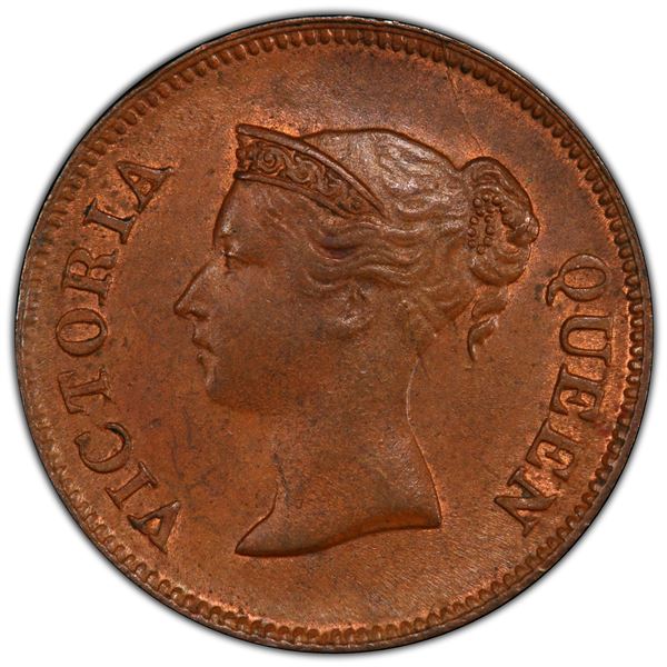 STRAITS SETTLEMENTS: AR ¼ cent, 1845, PCGS MS64 BN