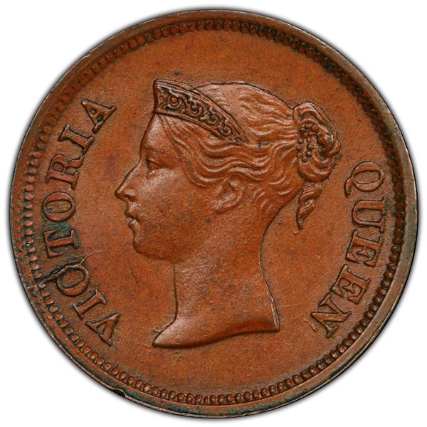 STRAITS SETTLEMENTS: AE ¼ cent, 1845, PCGS MS63 BN