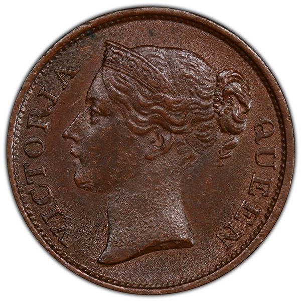 STRAITS SETTLEMENTS: AR ½ cent, 1845, PCGS MS63 BN