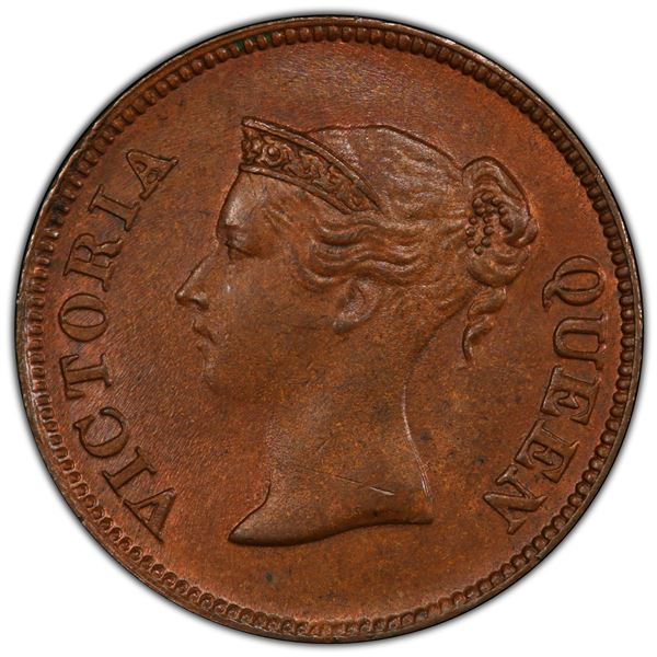 STRAITS SETTLEMENTS: AE ¼ cent, 1862, PCGS MS63 BN