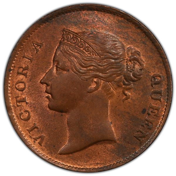 STRAITS SETTLEMENTS: AE ½ cent, 1862, PCGS MS64 RB