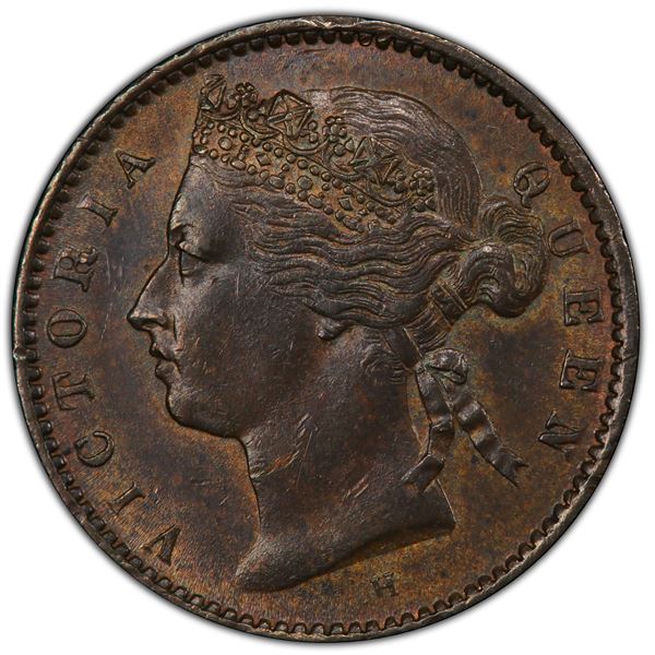 STRAITS SETTLEMENTS: AE ¼ cent, 1872-H, PCGS MS62 BN
