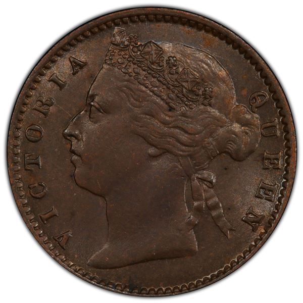 STRAITS SETTLEMENTS: AE ¼ cent, 1884, PCGS MS64 BN