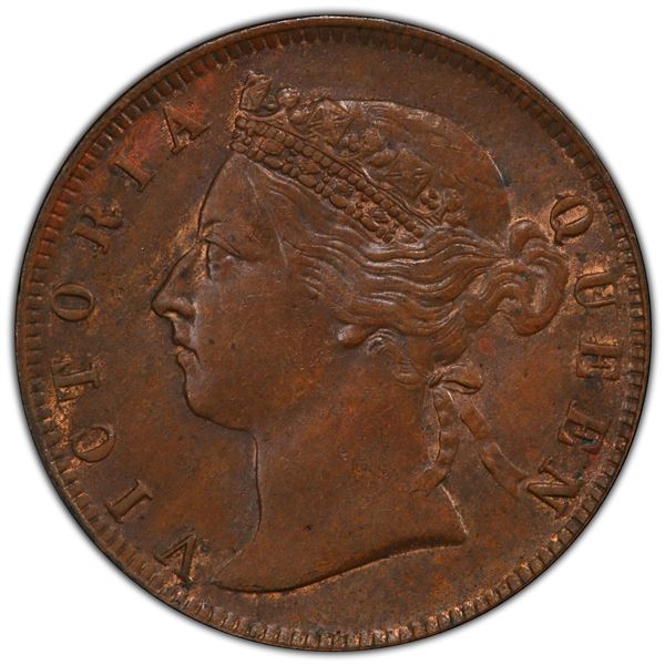 STRAITS SETTLEMENTS: AE ½ cent, 1884, PCGS MS63 BN