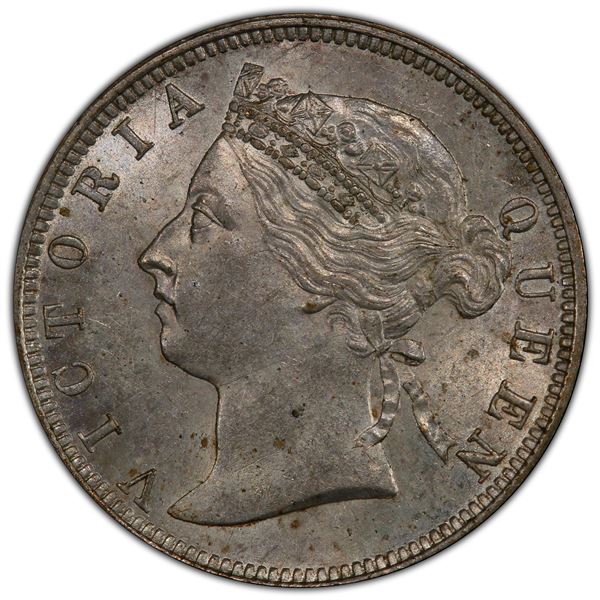 STRAITS SETTLEMENTS: AR 20 cents, 1886, PCGS MS62