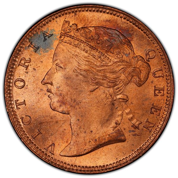 STRAITS SETTLEMENTS: AE ½ cent, 1889, PCGS MS64 RD