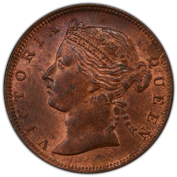 STRAITS SETTLEMENTS: AE ½ cent, 1889, PCGS MS64 RB