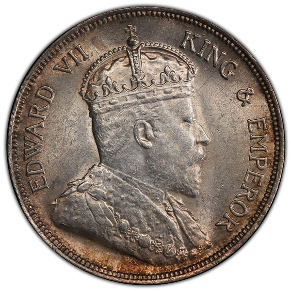 STRAITS SETTLEMENTS: AR 50 cents, 1907-H, PCGS MS63
