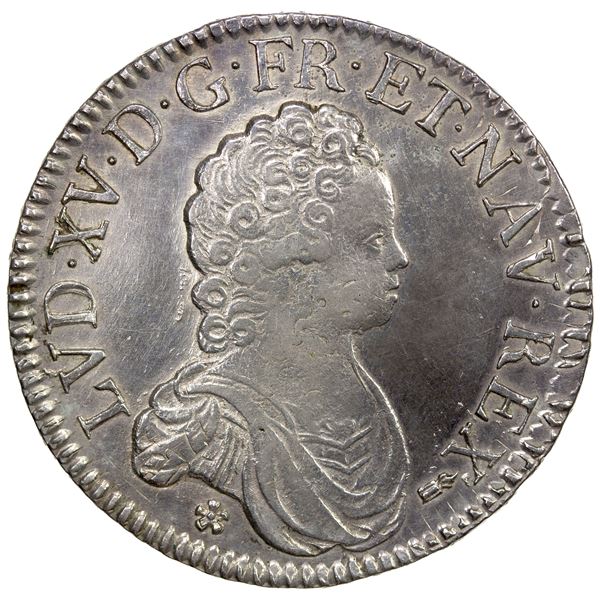 FRANCE: Louis XV, 1715-1774, AR écu vertugadin, Besançon, 1716, EF