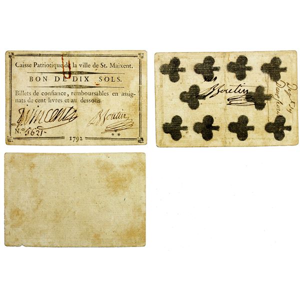 FRANCE: playing card money (10 sols), 1791, F-VF