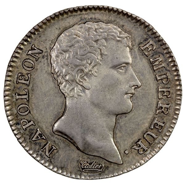 FRANCE: Napoleon I, as Emperor, 1804-1814, AR franc, AN 13/2-A (1805), EF-AU