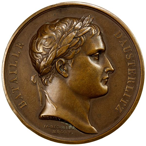 FRANCE: Napoleon I, as Emperor, 1804-1814, 1815, AE medal (34.51g), 1805, AU