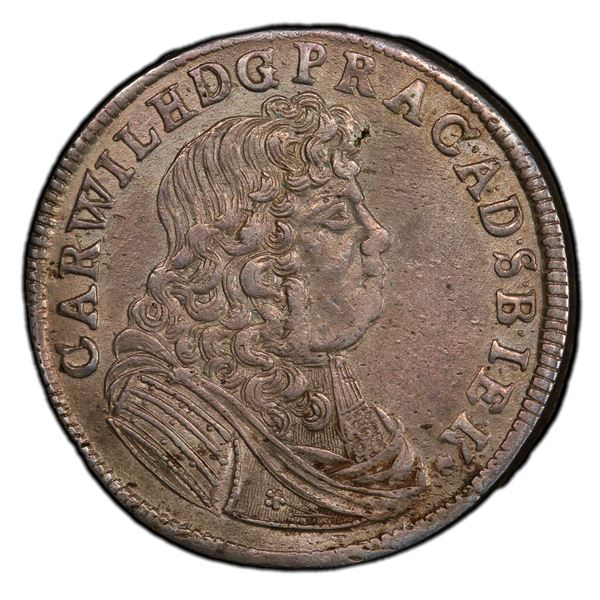 ANHALT-ZERBST: Carl Wilhelm, 1667-1718, AR 2/3 thaler, 1678, PCGS AU53