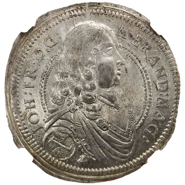 BRANDENBURG-ANSBACH: Johann Friedrich, 1667-1686, AR 1/6 thaler, Schwabach, 1676, PCGS MS63