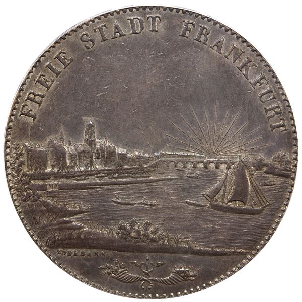 FRANKFURT AM MAIN: Free City, AR 2 thaler (3½ gulden), 1841, PCGS AU58