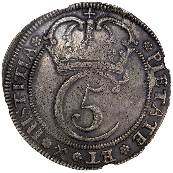 GLÜCKSTADT: Christian V, 1670-1699, AR 4 mark danske, 1673, NGC EF45