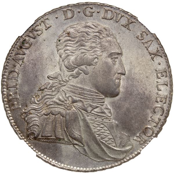 SAXONY: Friedrich August III, 1763-1827, AR thaler, Dresden, 1794, NGC MS64