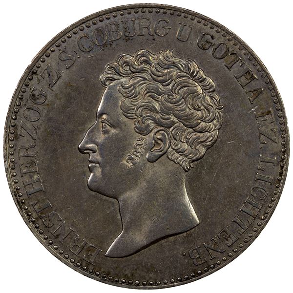 SAXE-COBURG-GOTHA: Ernst I, 1826-1844, AR thaler, 1829, EF-AU