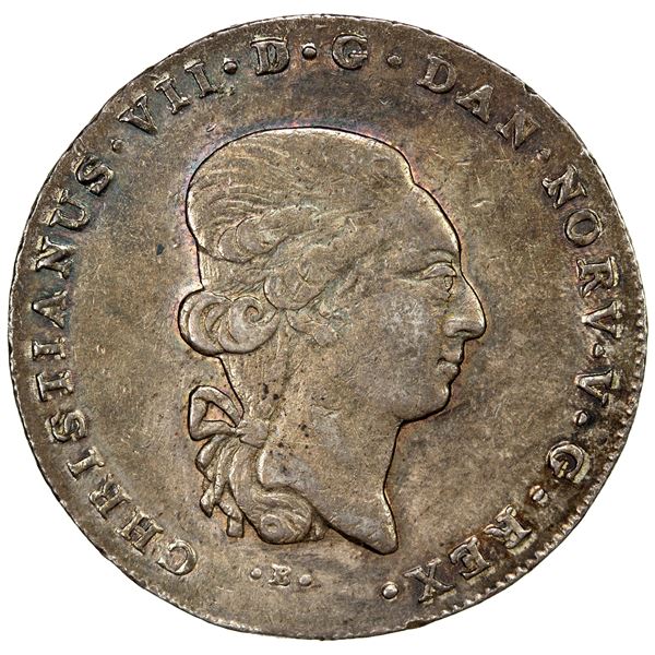 SCHLESWIG-HOLSTEIN: Christian VII (of Denmark) 1784-1808, AR specie daler (60 schilling), 1807, EF