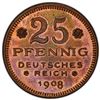 Image 2 : GERMANY: Kaiserreich, AE 25 pfennig, 1908-D, PCGS Proof 64 RB